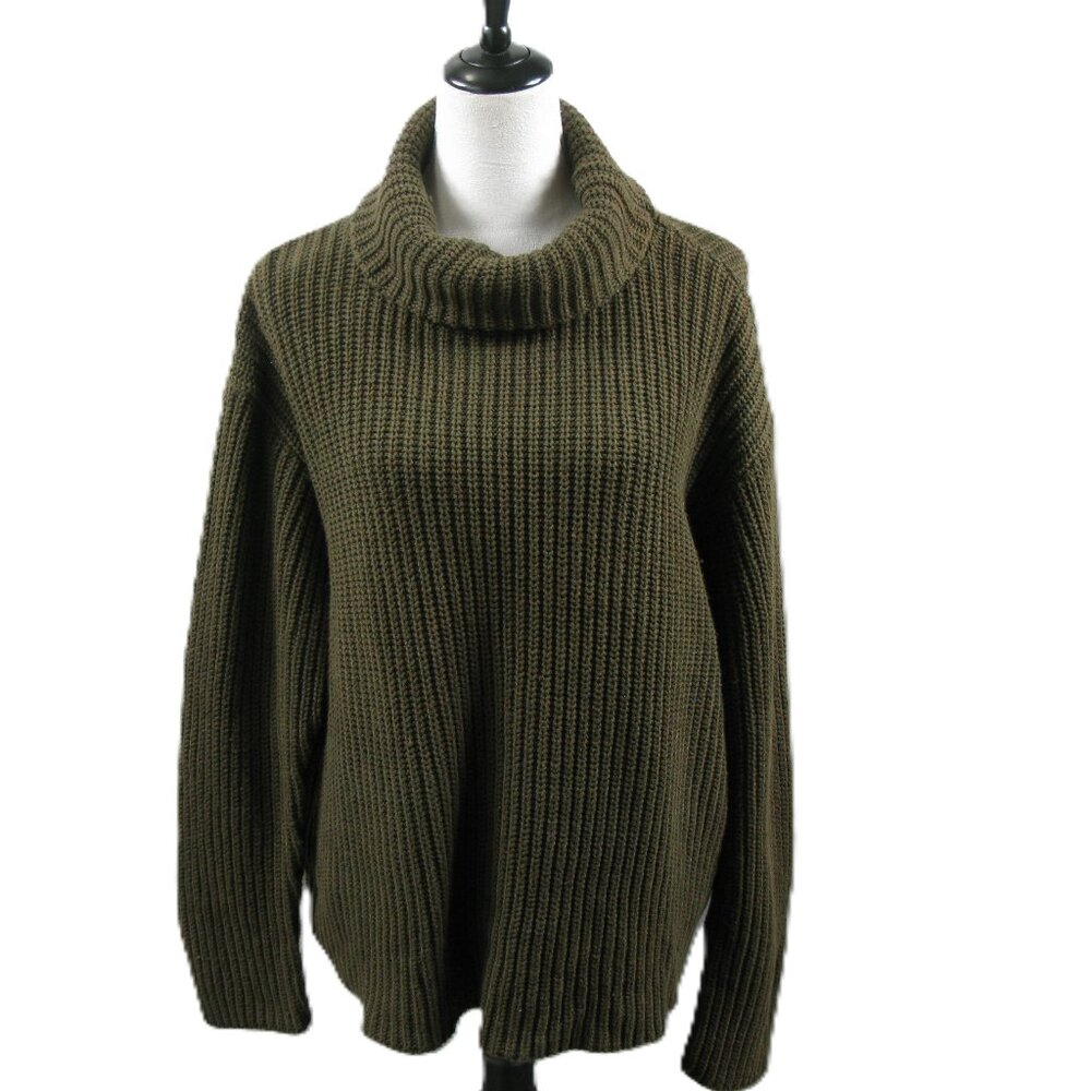 Margaret Winters Brown Cotton Cowl Neck Sweater Size XL